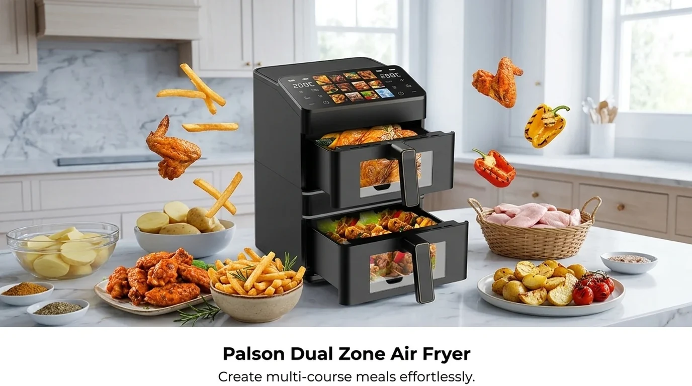 Palson Dual Zone Air Fryer – create multi-course meals effortlessly